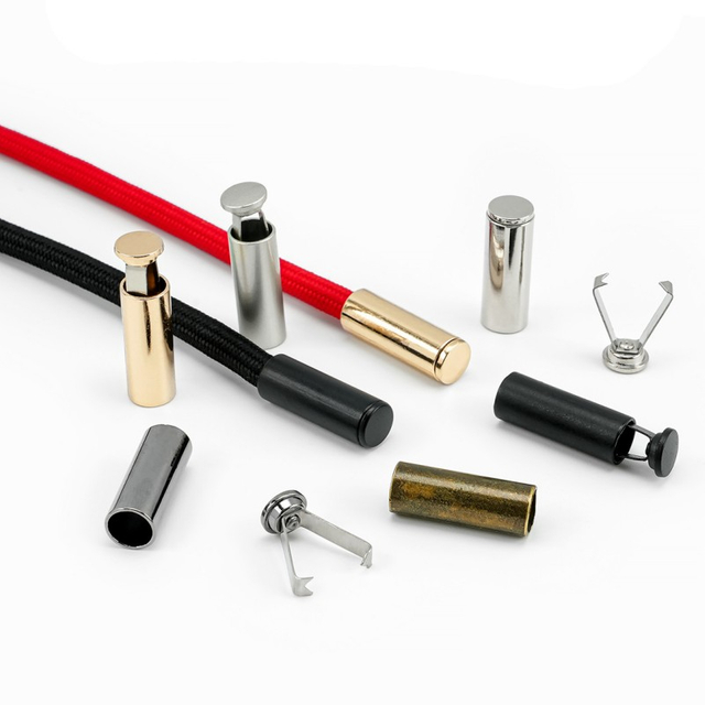Liga de metal dur&aacute;vel de cor personalizada, tampas de extremidade Aglet do cabo de bloqueio de cabo de duas partes