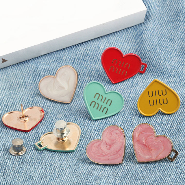 2 부 제거 가능한 인스턴트 허리 조임기 청바지 느슨한 바지에 대한 심장 모양 버튼 조정