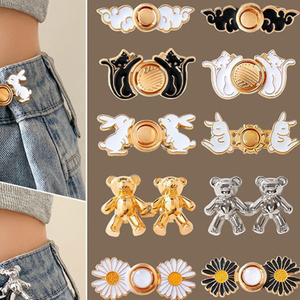 Coser en dos partes lindo bot&oacute;n de cintura tensor de cintura para pantalones vaqueros sueltos
