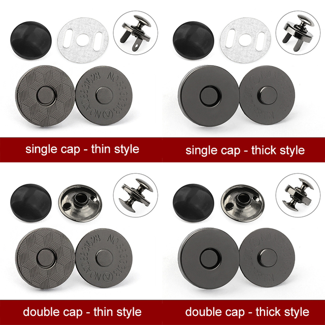 Disponibili bottoni a pressione magnetici rotondi con cappuccio singolo da 14 mm 18 mm per borsa