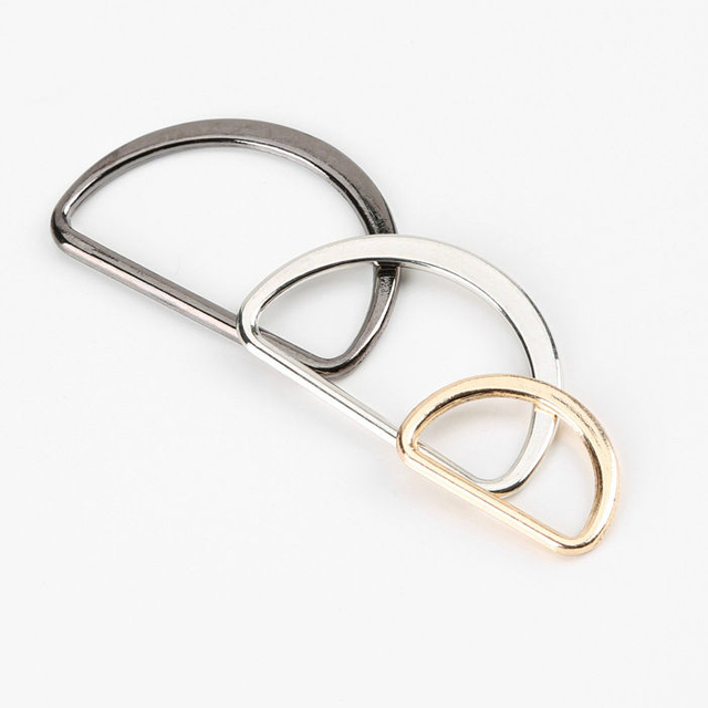 Fibbia con anelli a D semicircolari piatti in lega di zinco di metallo con dimensioni di colore personalizzate