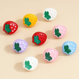 Bottoni con gambo in resina a forma di fragola e frutta colorata fantasia per bambini