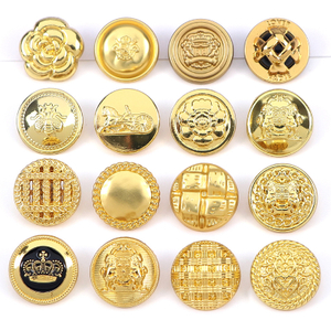 Retro stijl plating gouden kleur mode duurzame zinklegering knop glanzende metalen schacht knop voor jas