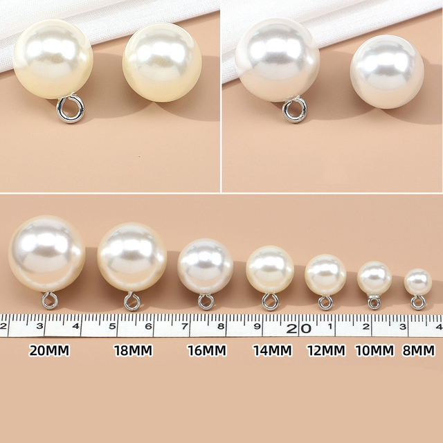 Bottoni con gambo in plastica a forma di cupola con effetto perla finta stile semplice, colore personalizzato, per decorazione